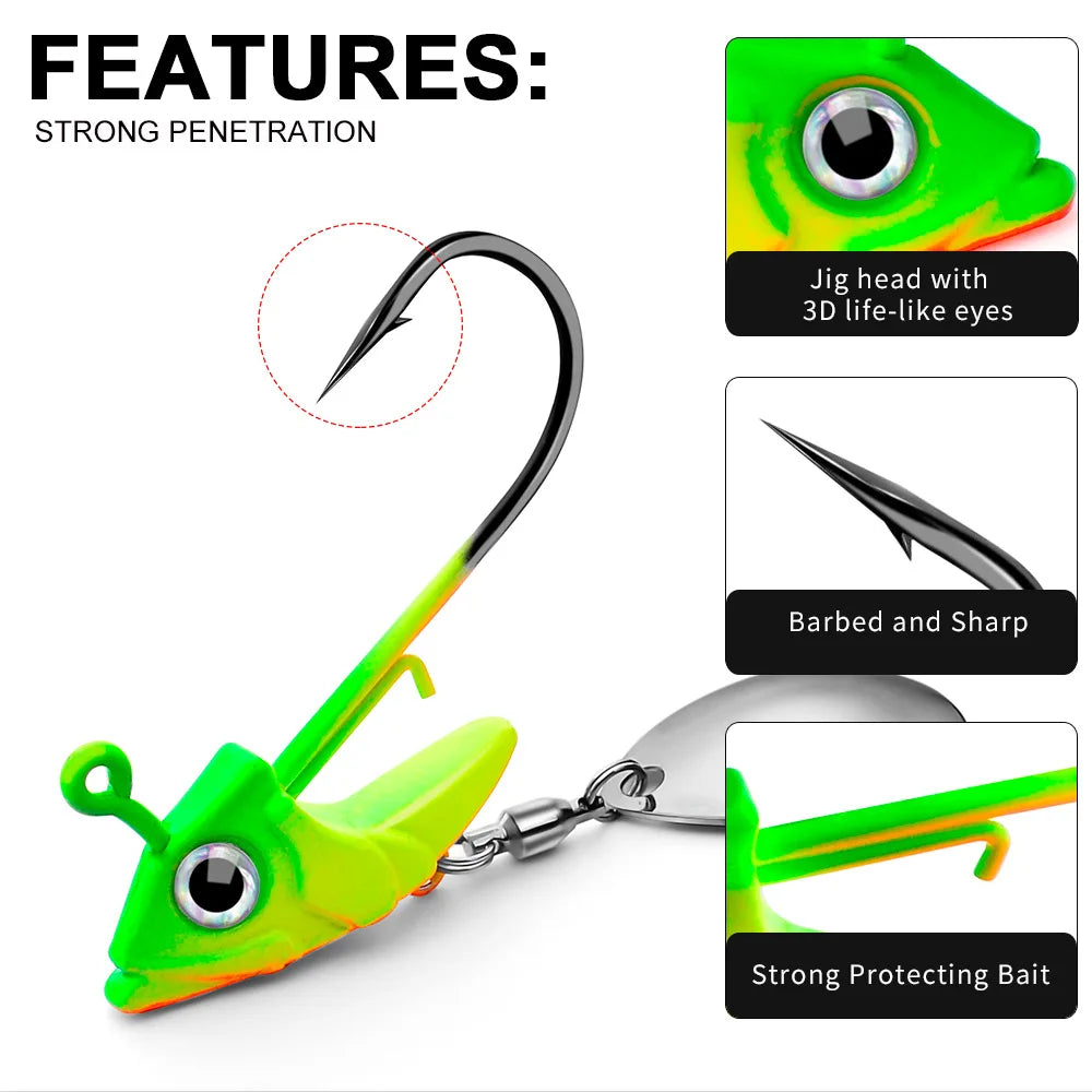 Lot de 5 Têtes Plombées High‑Performance – Jig Head Crank (7 g à 15 g)